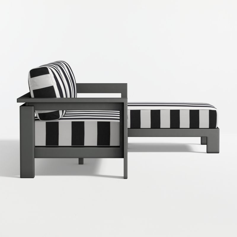 Walker 2-Piece Right-Arm Chaise Metal Outdoor Sectional with Black and White Cabana Stripe Sunbrella ® Cushions - image 7 of 9