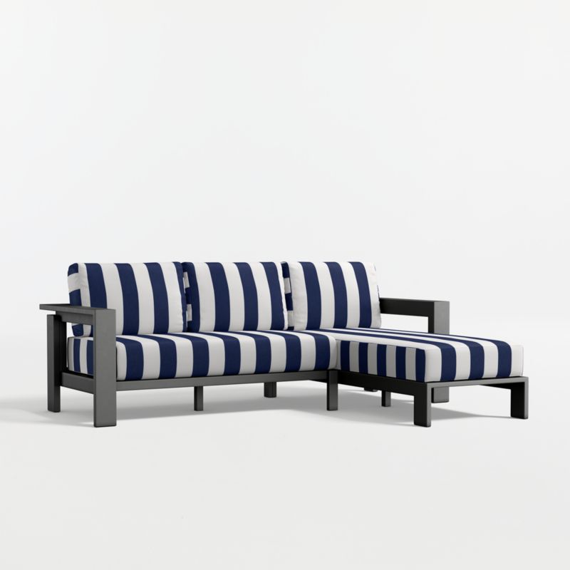 Walker 2-Piece Right-Arm Chaise Metal Outdoor Sectional with Navy and White Cabana Stripe Sunbrella ® Cushions - image 13 of 16