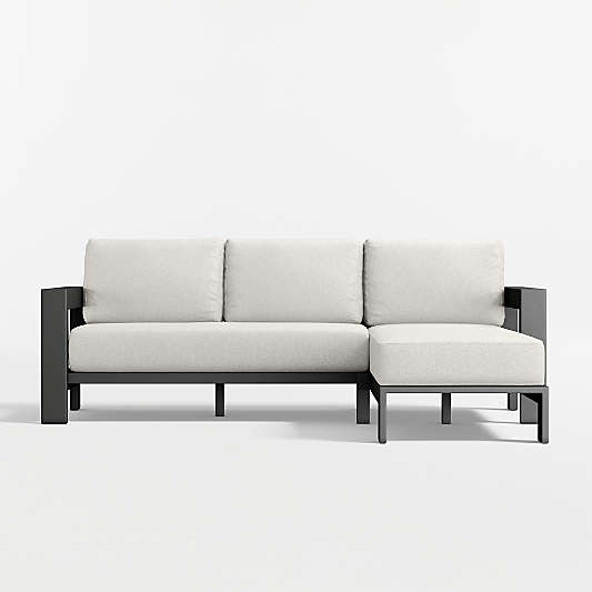 Walker 2-Piece Right-Arm Chaise Metal Outdoor Sectional Sofa with Canvas Natural Sunbrella ® Cushions