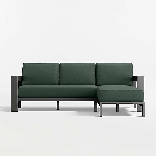 Walker 2-Piece Right-Arm Chaise Metal Outdoor Sectional Sofa with Cast Ivy Sunbrella ® Cushions