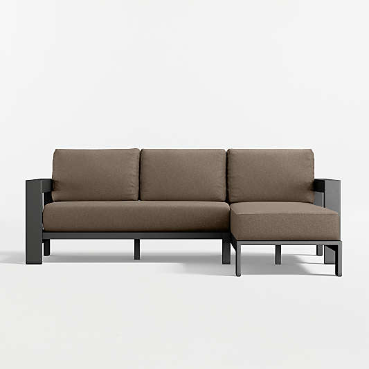 Walker 2-Piece Right-Arm Chaise Metal Outdoor Sectional Sofa with Cast Shale Sunbrella ® Cushions