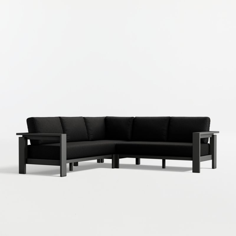 Viewing product image Walker Metal 3-Piece Outdoor Sectional Sofa with Canvas Black Sunbrella ® Cushions - image 1 of 10