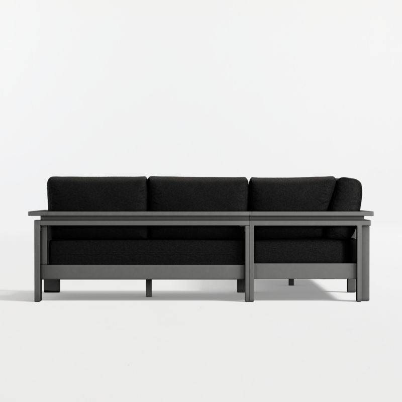 Walker Metal 3-Piece Outdoor Sectional Sofa with Canvas Black Sunbrella ® Cushions