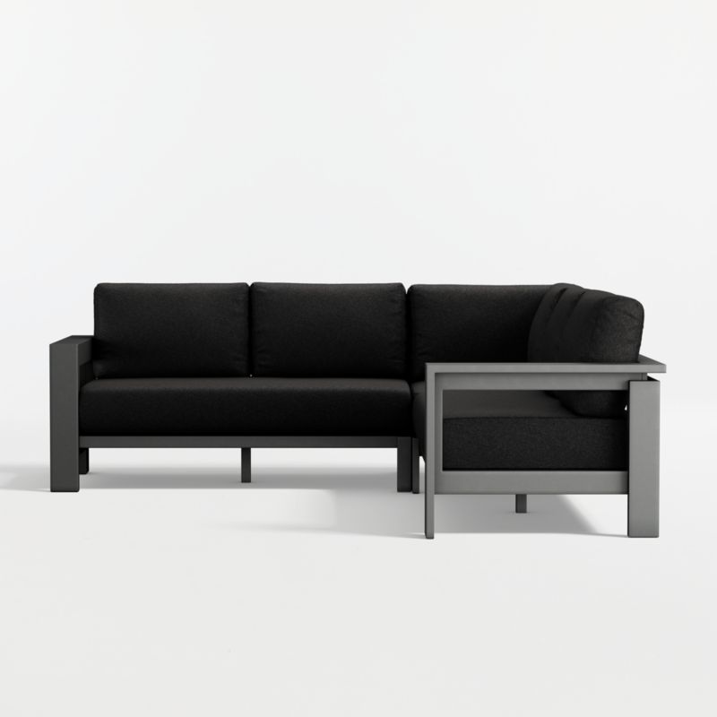 Walker Metal 3-Piece Outdoor Sectional Sofa with Canvas Black Sunbrella ® Cushions