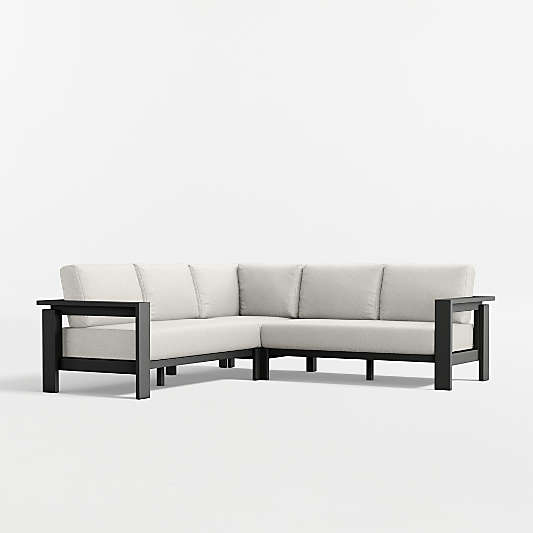 Walker 3-Piece L-Shaped Metal Outdoor Sectional Sofa with Canvas Natural Sunbrella ® Cushions