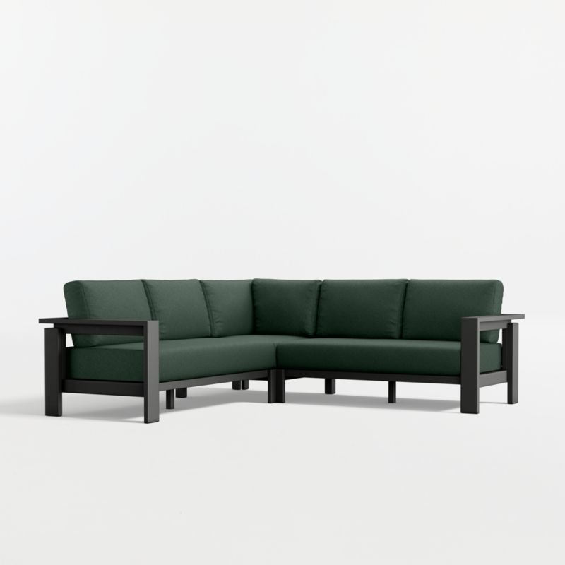 Viewing product image Walker Metal 3-Piece Outdoor Sectional Sofa with Cast Ivy Sunbrella ® Cushions - image 1 of 10
