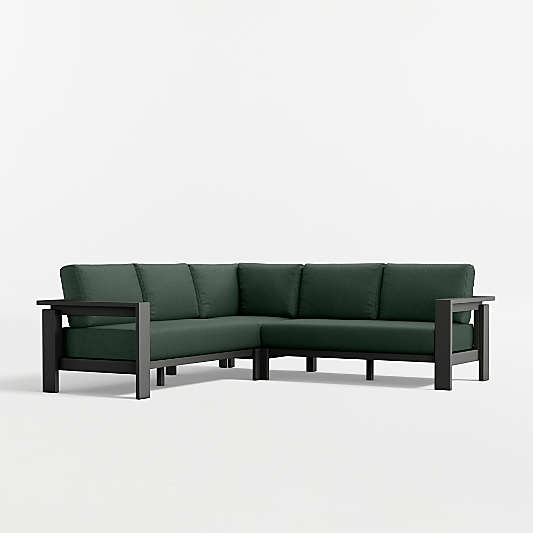 Walker 3-Piece L-Shaped Metal Outdoor Sectional Sofa with Cast Ivy Sunbrella ® Cushions
