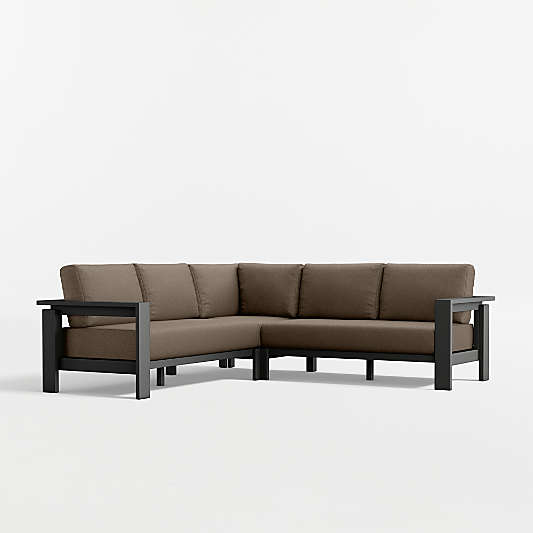 Walker 3-Piece L-Shaped Metal Outdoor Sectional Sofa with Cast Shale Sunbrella ® Cushions