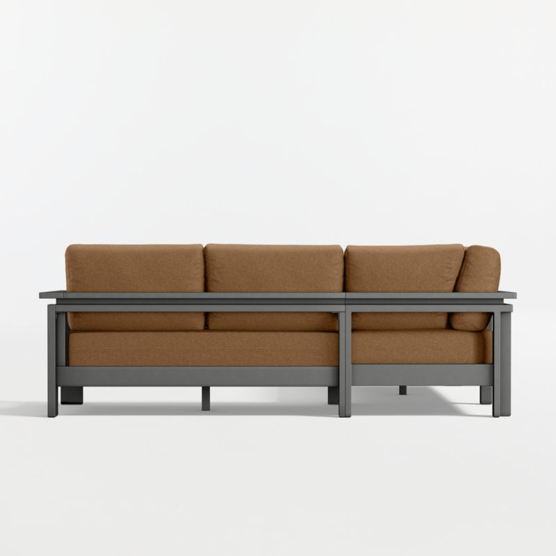 Walker Metal 3-Piece Outdoor Sectional Sofa with Cast Teak Sunbrella ® Cushions