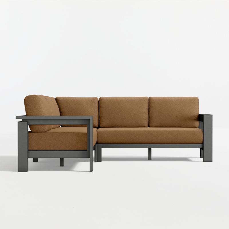 Walker Metal 3-Piece Outdoor Sectional Sofa with Cast Teak Sunbrella ® Cushions