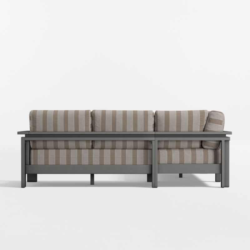 Walker Metal 3-Piece Outdoor Sectional Sofa with Range Dune Stripe Sunbrella ® Cushions