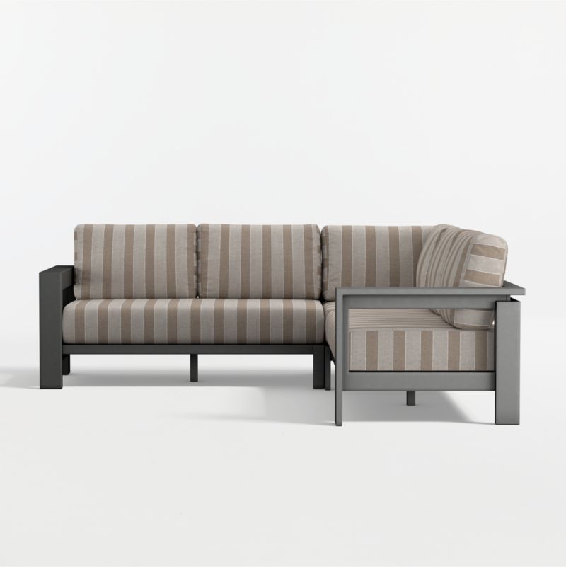 Walker Metal 3-Piece Outdoor Sectional Sofa with Range Dune Stripe Sunbrella ® Cushions