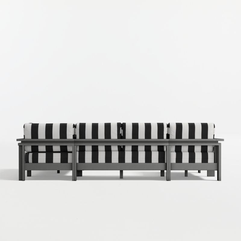 Walker Metal 4-Piece Left-Arm Chaise Outdoor Sectional Sofa with Black and White Cabana Stripe Sunbrella ® Cushions - image 8 of 9