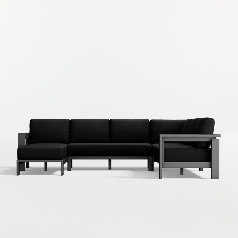 Walker Metal 4-Piece Left-Arm Chaise Outdoor Sectional Sofa with Canvas Black Sunbrella ® Cushions - image 13 of 16