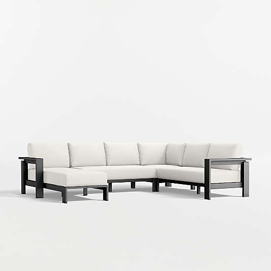 Walker 4-Piece Left-Arm Chaise Metal Outdoor Sectional Sofa with Canvas Canvas Sunbrella ® Cushions