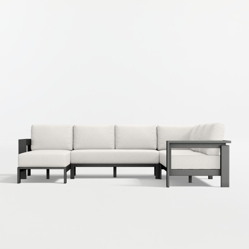 Walker Metal 4-Piece Left-Arm Chaise Outdoor Sectional Sofa with Canvas Canvas Sunbrella ® Cushions