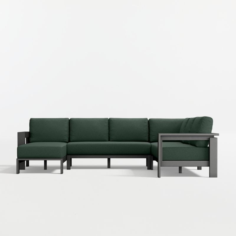 Walker Metal 4-Piece Left-Arm Chaise Outdoor Sectional Sofa with Cast Ivy Sunbrella ® Cushions - image 6 of 9