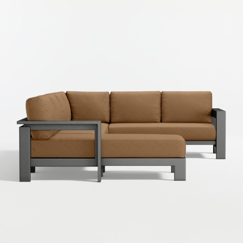 Walker Metal 4-Piece Left-Arm Chaise Outdoor Sectional Sofa with Cast Teak Sunbrella ® Cushions - image 14 of 16