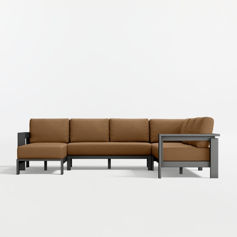 Walker Metal 4-Piece Left-Arm Chaise Outdoor Sectional Sofa with Cast Teak Sunbrella ® Cushions - image 13 of 16