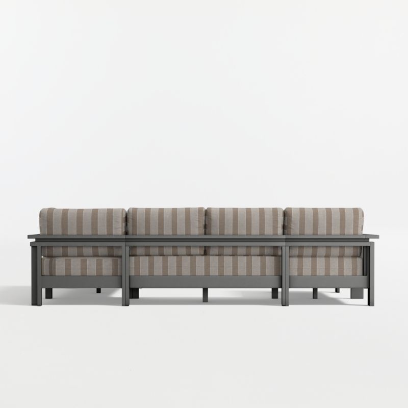 Walker Metal 4-Piece Left-Arm Chaise Outdoor Sectional Sofa with Range Dune Stripe Sunbrella ® Cushions - image 8 of 8