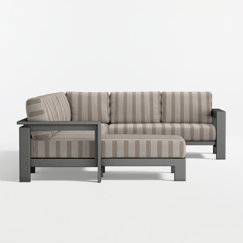 Walker Metal 4-Piece Left-Arm Chaise Outdoor Sectional Sofa with Range Dune Stripe Sunbrella ® Cushions - image 7 of 8