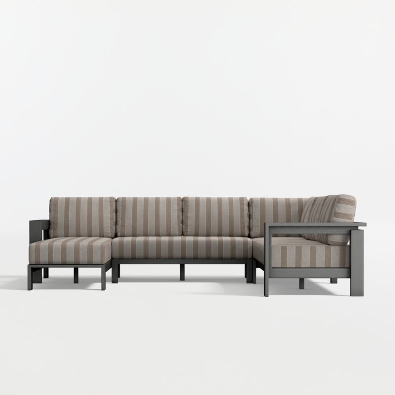 Walker Metal 4-Piece Left-Arm Chaise Outdoor Sectional Sofa with Range Dune Stripe Sunbrella ® Cushions - image 6 of 8