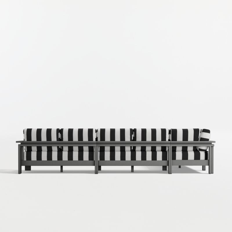 Walker Metal 4-Piece L-Shaped Outdoor Sectional Sofa with Black and White Cabana Stripe Sunbrella ® Cushions - image 7 of 9