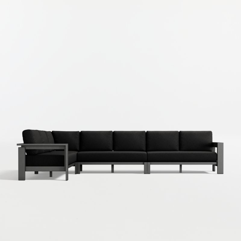 Walker Metal 4-Piece L-Shaped Outdoor Sectional Sofa with Canvas Black Sunbrella ® Cushions - image 12 of 16