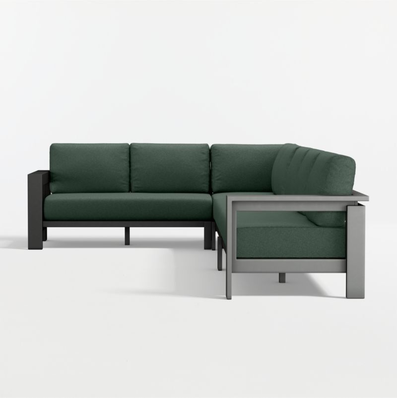 Walker Metal 4-Piece L-Shaped Outdoor Sectional Sofa with Cast Ivy Sunbrella ® Cushions - image 6 of 9