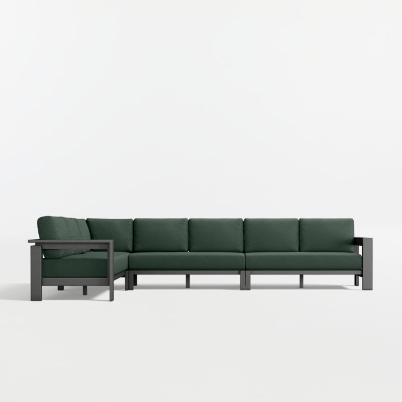 Walker Metal 4-Piece L-Shaped Outdoor Sectional Sofa with Cast Ivy Sunbrella ® Cushions - image 5 of 9