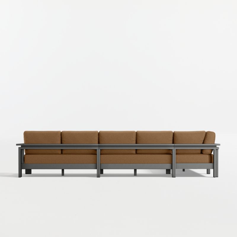 Walker Metal 4-Piece L-Shaped Outdoor Sectional Sofa with Cast Teak Sunbrella ® Cushions - image 14 of 16