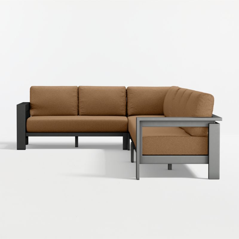 Walker Metal 4-Piece L-Shaped Outdoor Sectional Sofa with Cast Teak Sunbrella ® Cushions - image 13 of 16