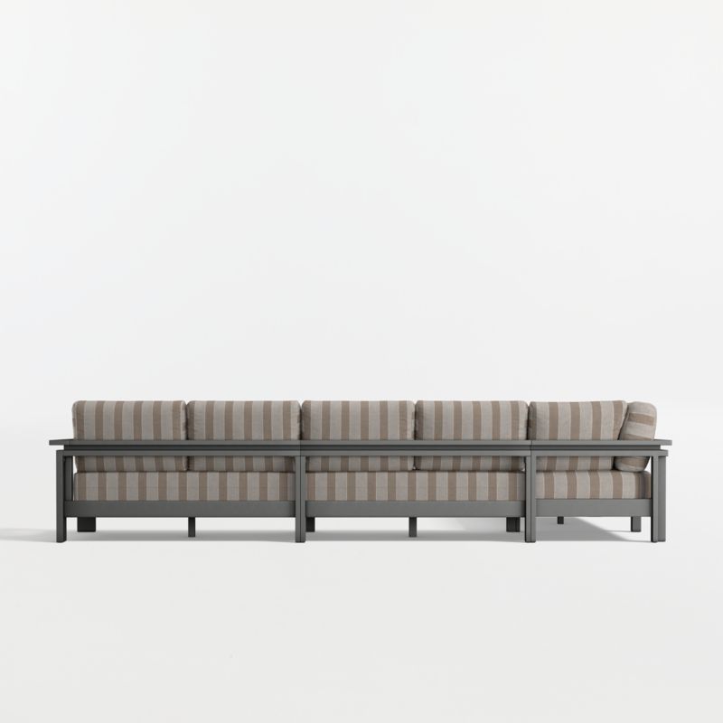 Walker Metal 4-Piece L-Shaped Outdoor Sectional Sofa with Range Dune Stripe Sunbrella ® Cushions - image 7 of 8