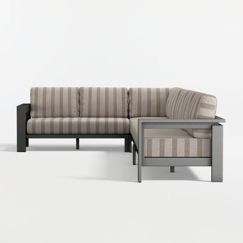 Walker Metal 4-Piece L-Shaped Outdoor Sectional Sofa with Range Dune Stripe Sunbrella ® Cushions - image 6 of 8