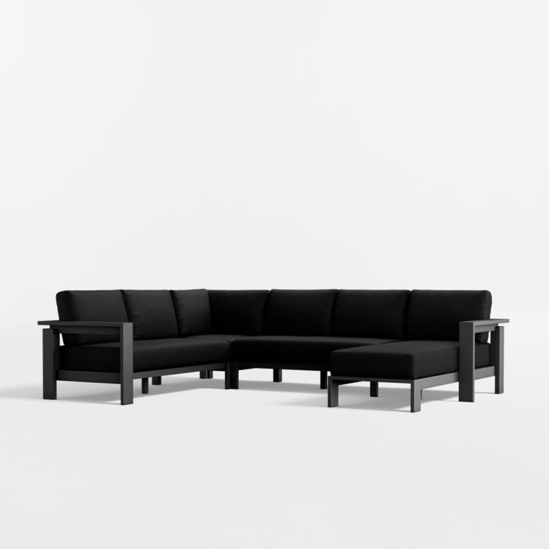 Viewing product image Walker Metal 4-Piece Right-Arm Chaise Outdoor Sectional Sofa with Canvas Black Sunbrella ® Cushions - image 1 of 10