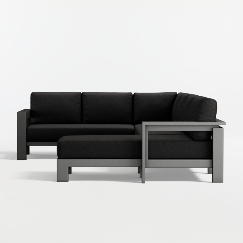 Walker Metal 4-Piece Right-Arm Chaise Outdoor Sectional Sofa with Canvas Black Sunbrella ® Cushions