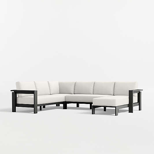 Walker 4-Piece Right-Arm Chaise Metal Outdoor Sectional Sofa with Canvas Canvas Sunbrella ® Cushions