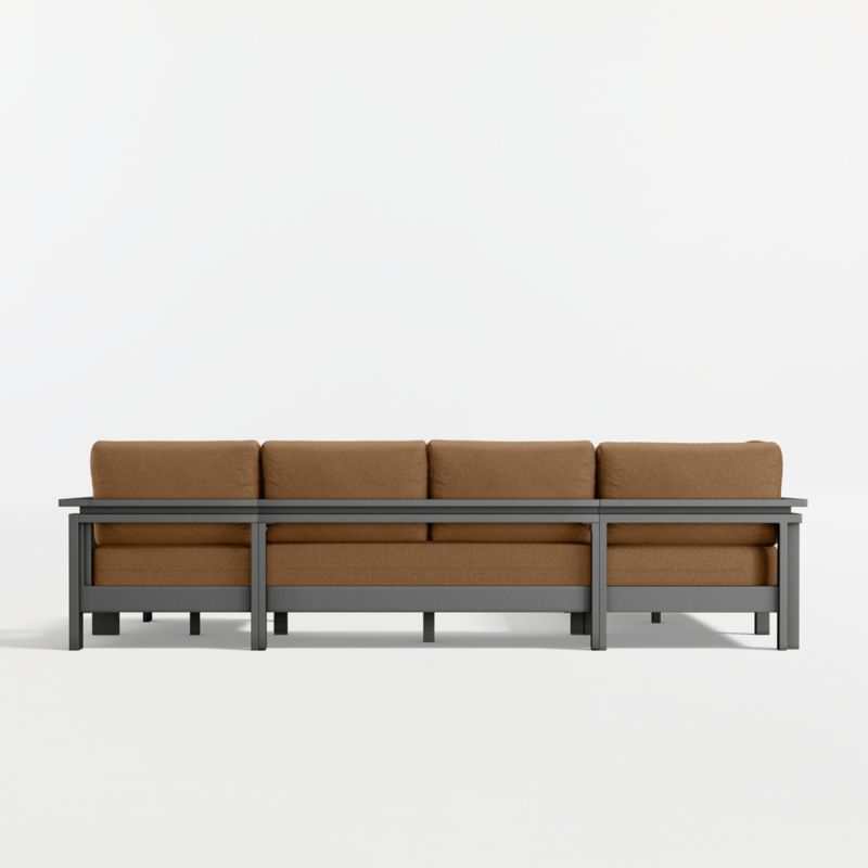 Walker Metal 4-Piece Right-Arm Chaise Outdoor Sectional Sofa with Cast Teak Sunbrella ® Cushions