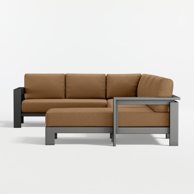 Walker Metal 4-Piece Right-Arm Chaise Outdoor Sectional Sofa with Cast Teak Sunbrella ® Cushions