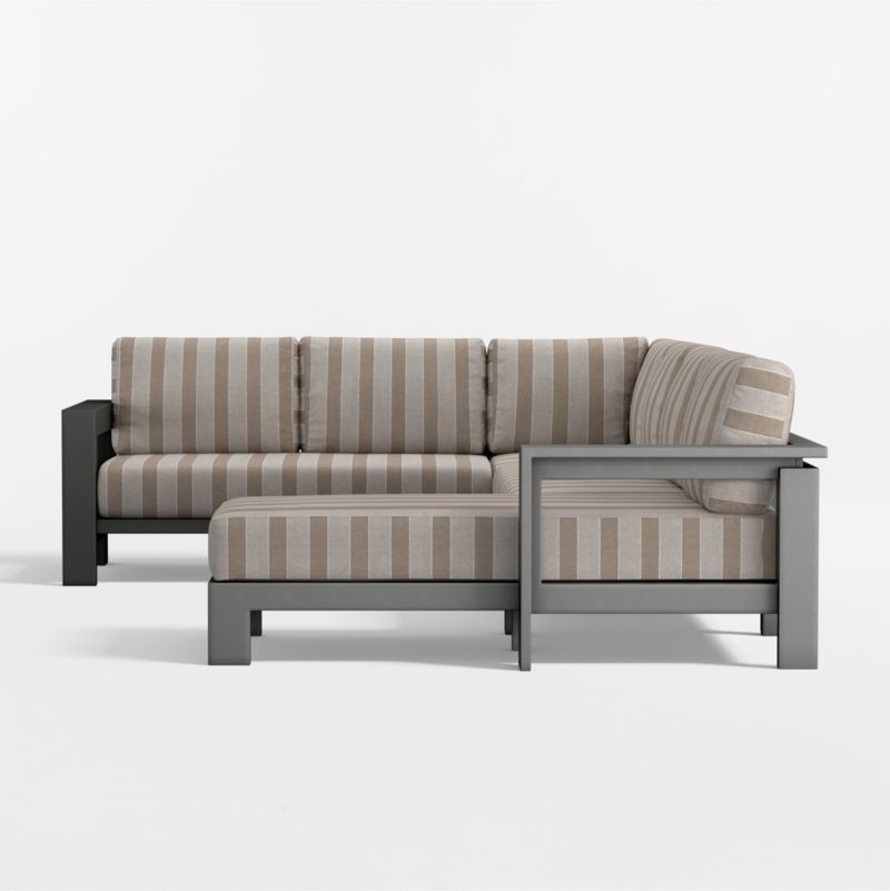 Walker Metal 4-Piece Right-Arm Chaise Outdoor Sectional Sofa with Range Dune Stripe Sunbrella ® Cushions - image 7 of 8