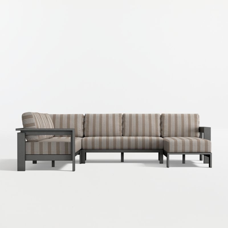 Walker Metal 4-Piece Right-Arm Chaise Outdoor Sectional Sofa with Range Dune Stripe Sunbrella ® Cushions - image 6 of 8