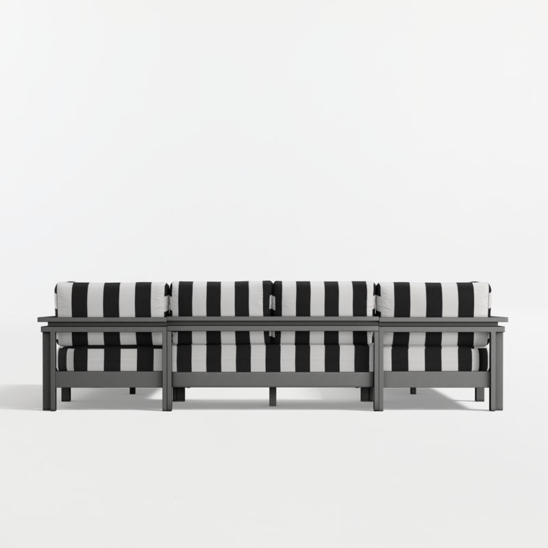Walker Metal 5-Piece Outdoor Sectional Sofa with Black and White Cabana Stripe Sunbrella ® Cushions - image 8 of 9