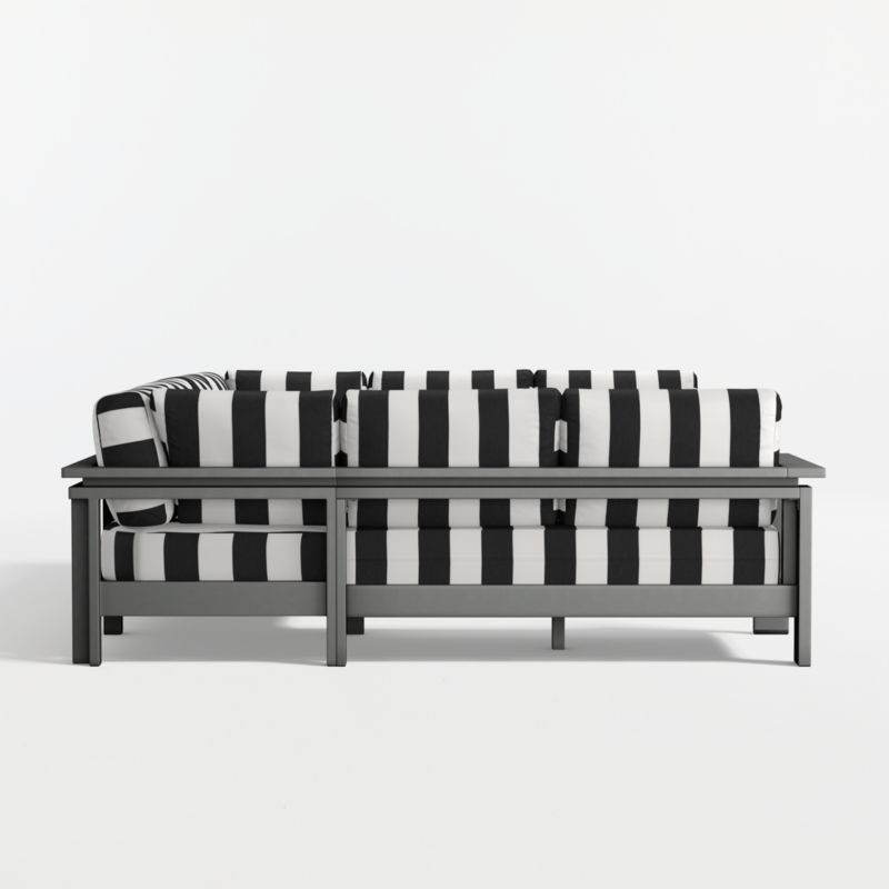 Walker Metal 5-Piece Outdoor Sectional Sofa with Black and White Cabana Stripe Sunbrella ® Cushions - image 7 of 9