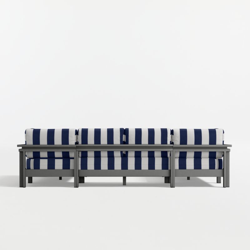 Walker Metal 5-Piece Outdoor Sectional Sofa with Navy and White Cabana Stripe Sunbrella ® Cushions - image 15 of 16