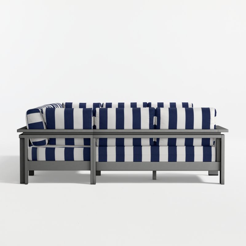 Walker Metal 5-Piece Outdoor Sectional Sofa with Navy and White Cabana Stripe Sunbrella ® Cushions - image 14 of 16