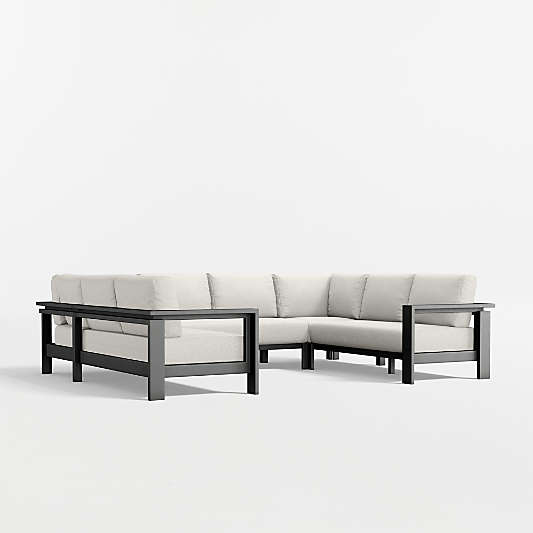 Walker 5-Piece U-Shaped Metal Outdoor Sectional Sofa with Canvas Natural Sunbrella ® Cushions
