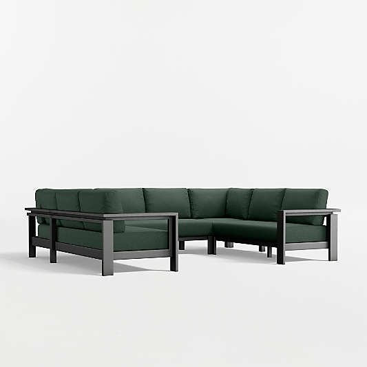 Walker 5-Piece U-Shaped Metal Outdoor Sectional Sofa with Cast Ivy Sunbrella ® Cushions