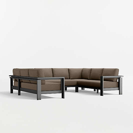 Walker 5-Piece U-Shaped Metal Outdoor Sectional Sofa with Cast Shale Sunbrella ® Cushions