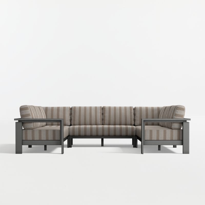 Walker Metal 5-Piece Outdoor Sectional Sofa with Range Dune Stripe Sunbrella ® Cushions - image 6 of 8