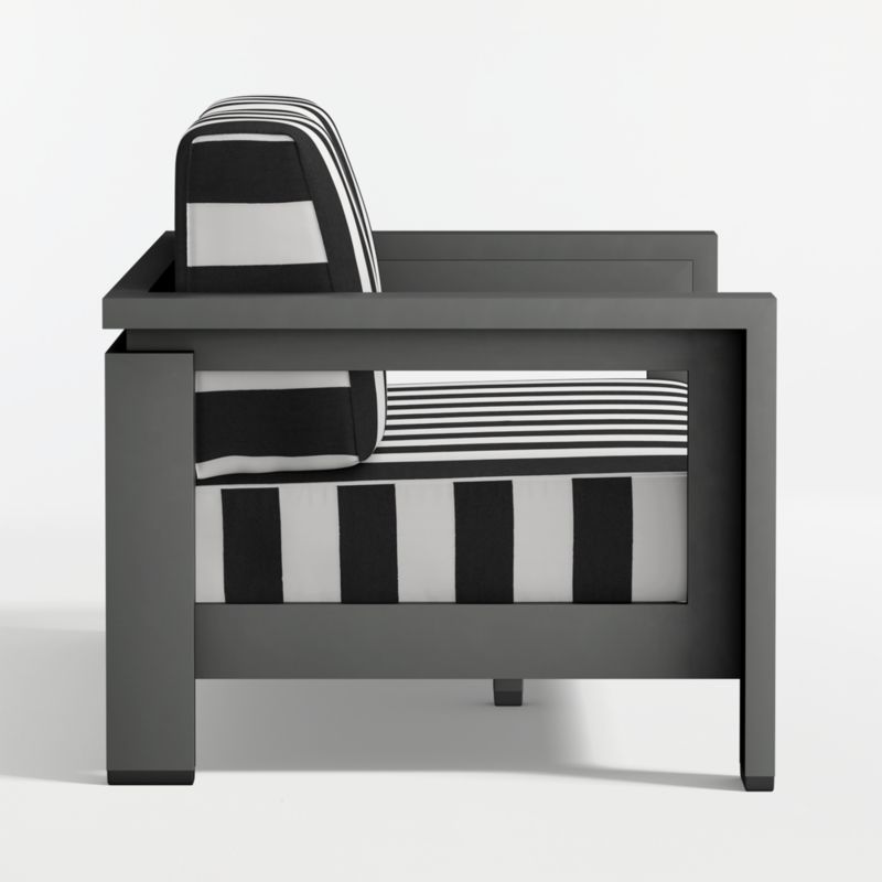 Walker 63" Metal Outdoor Loveseat with Black and White Cabana Stripe Sunbrella ® Cushions - image 13 of 16